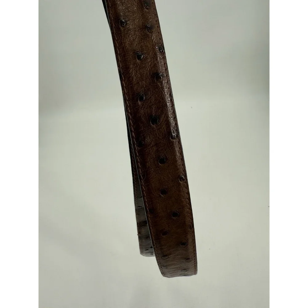 Vero Struzzo Carroll & Co Ostrich Leather‎ Belt Size 44 Cognac Made In Italy